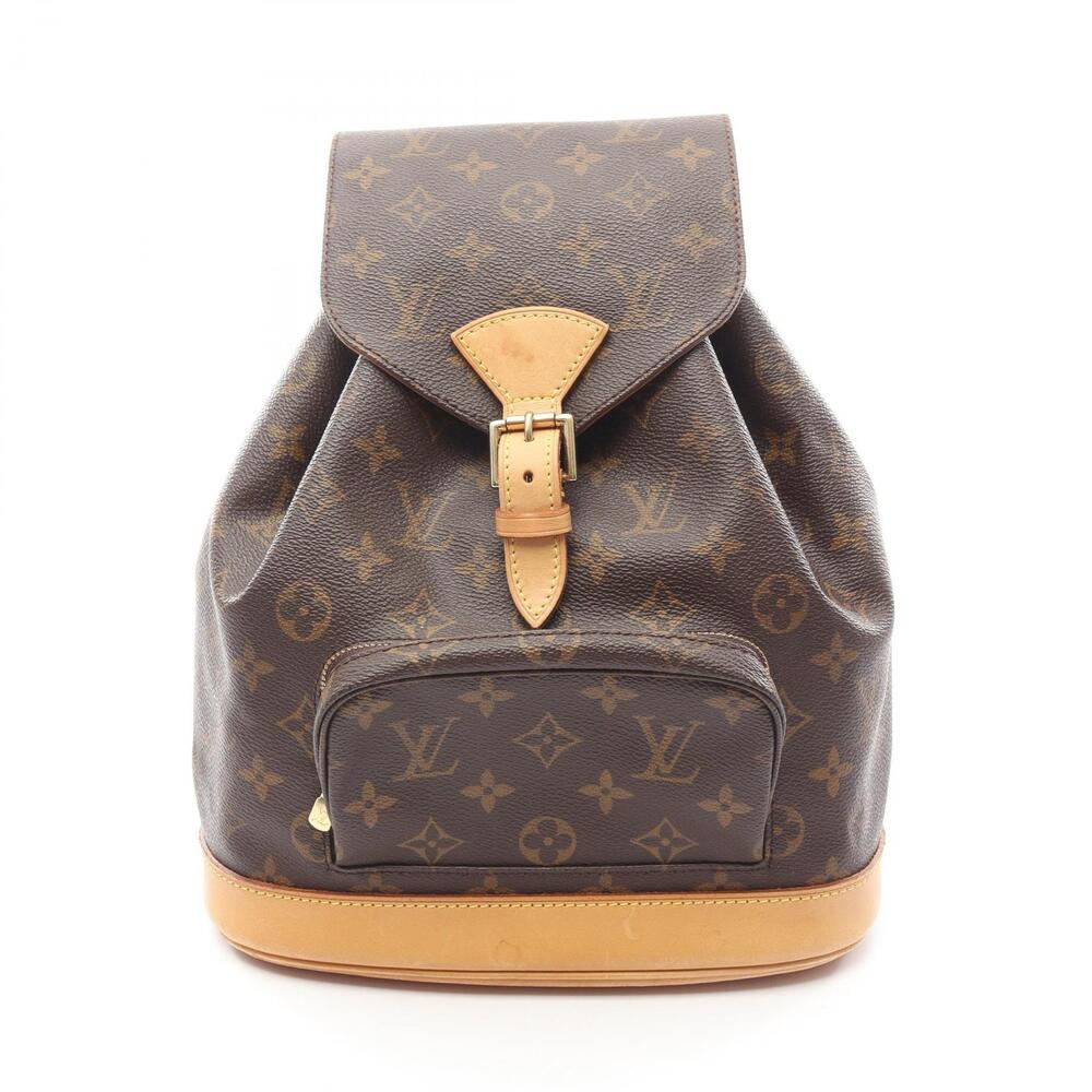 Louis Vuitton Montsouris Monogram Backpack Bag Canvas Leather Brown
